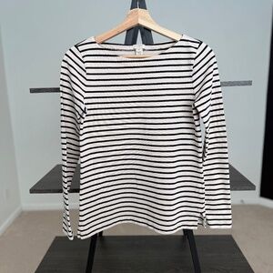 J. Crew XS Boatneck Top Cream with Black Stripes